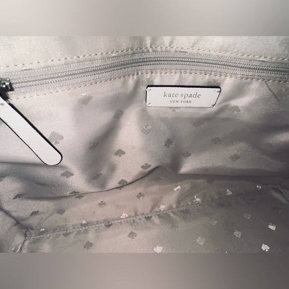 Kate Spade Large 3 tone leather handbag. Baby Lilac, Navy & White. EUC. - Picture 11 of 15